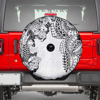 Japanese Irezumi and Hawaiian Polynesian Art Tattoo Spare Tire Cover White Color - Wonder Print Shop