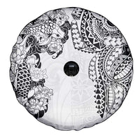 Japanese Irezumi and Hawaiian Polynesian Art Tattoo Spare Tire Cover White Color - Wonder Print Shop