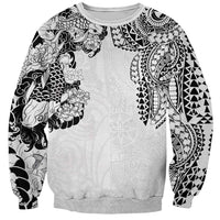 Japanese Irezumi and Hawaiian Polynesian Art Tattoo Sweatshirt White Color - Wonder Print Shop