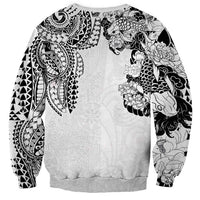 Japanese Irezumi and Hawaiian Polynesian Art Tattoo Sweatshirt White Color - Wonder Print Shop