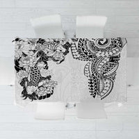 Japanese Irezumi and Hawaiian Polynesian Art Tattoo Tablecloth White Color - Wonder Print Shop