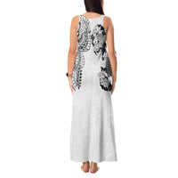 Japanese Irezumi and Hawaiian Polynesian Art Tattoo Tank Maxi Dress White Color - Wonder Print Shop
