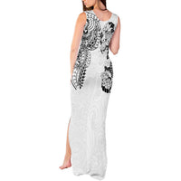 Japanese Irezumi and Hawaiian Polynesian Art Tattoo Tank Maxi Dress White Color - Wonder Print Shop