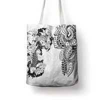 Japanese Irezumi and Hawaiian Polynesian Art Tattoo Tote Bag White Color - Wonder Print Shop