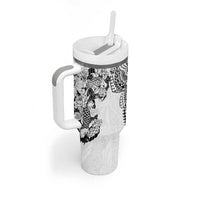 Japanese Irezumi and Hawaiian Polynesian Art Tattoo Tumbler With Handle White Color - Wonder Print Shop