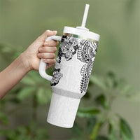 Japanese Irezumi and Hawaiian Polynesian Art Tattoo Tumbler With Handle White Color - Wonder Print Shop