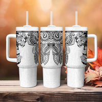 Japanese Irezumi and Hawaiian Polynesian Art Tattoo Tumbler With Handle White Color - Wonder Print Shop