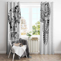 Japanese Irezumi and Hawaiian Polynesian Art Tattoo Window Curtain White Color - Wonder Print Shop