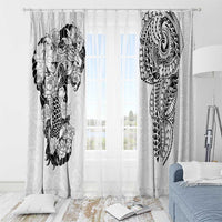 Japanese Irezumi and Hawaiian Polynesian Art Tattoo Window Curtain White Color - Wonder Print Shop