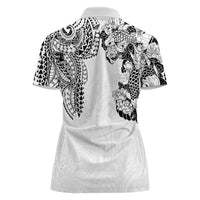 Japanese Irezumi and Hawaiian Polynesian Art Tattoo Women Polo Shirt White Color - Wonder Print Shop