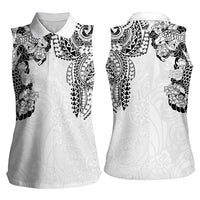 Japanese Irezumi and Hawaiian Polynesian Art Tattoo Women Sleeveless Polo Shirt White Color - Wonder Print Shop