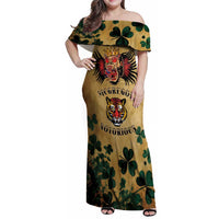 The Irishman-Notorious Family Matching Off Shoulder Maxi Dress and Hawaiian Shirt Old School Tattoos and Shamrocks Grunge Style