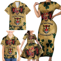 The Irishman-Notorious Family Matching Short Sleeve Bodycon Dress and Hawaiian Shirt Old School Tattoos and Shamrocks Grunge Style