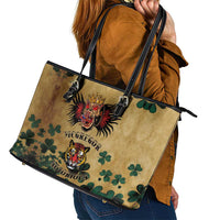 The Irishman-Notorious Leather Tote Bag Old School Tattoos and Shamrocks Grunge Style