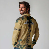 The Irishman-Notorious Long Sleeve Polo Shirt Old School Tattoos and Shamrocks Grunge Style