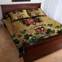 The Irishman-Notorious Quilt Bed Set Old School Tattoos and Shamrocks Grunge Style