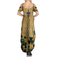 The Irishman-Notorious Summer Maxi Dress Old School Tattoos and Shamrocks Grunge Style