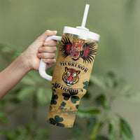 The Irishman-Notorious Tumbler With Handle Old School Tattoos and Shamrocks Grunge Style