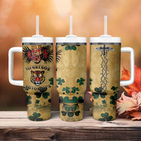 The Irishman-Notorious Tumbler With Handle Old School Tattoos and Shamrocks Grunge Style