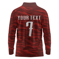 Custom South Korea National Football Long Sleeve Polo Shirt Tigers-Taegeuk Warriors Red