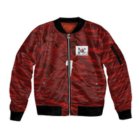 Custom South Korea National Football Sleeve Zip Bomber Jacket Tigers-Taegeuk Warriors Red