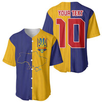 Custom Ukraine National Football Baseball Jersey The Blue and Yellow with Map Half Style - Wonder Print Shop