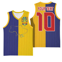 Custom Ukraine National Football Basketball Jersey The Blue and Yellow with Map Half Style - Wonder Print Shop