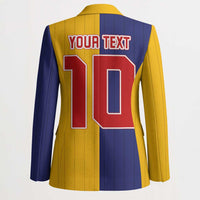 Custom Ukraine National Football Blazer The Blue and Yellow with Map Half Style - Wonder Print Shop