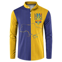 Custom Ukraine National Football Button Sweatshirt The Blue and Yellow with Map Half Style - Wonder Print Shop
