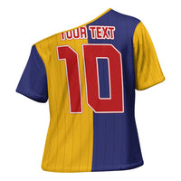 Custom Ukraine National Football Cross Shoulder Shirt The Blue and Yellow with Map Half Style - Wonder Print Shop