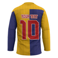 Custom Ukraine National Football Hockey Jersey The Blue and Yellow with Map Half Style - Wonder Print Shop
