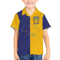 Custom Ukraine National Football Kid Hawaiian Shirt The Blue and Yellow with Map Half Style - Wonder Print Shop