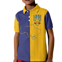 Custom Ukraine National Football Kid Polo Shirt The Blue and Yellow with Map Half Style - Wonder Print Shop