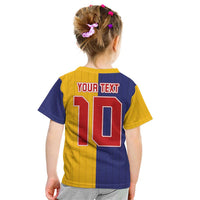 Custom Ukraine National Football Kid T Shirt The Blue and Yellow with Map Half Style - Wonder Print Shop