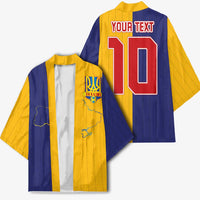 Custom Ukraine National Football Kimono The Blue and Yellow with Map Half Style - Wonder Print Shop