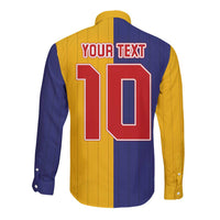 Custom Ukraine National Football Long Sleeve Button Shirt The Blue and Yellow with Map Half Style - Wonder Print Shop