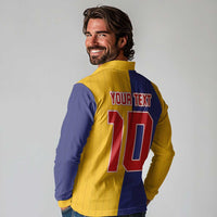 Custom Ukraine National Football Long Sleeve Polo Shirt The Blue and Yellow with Map Half Style - Wonder Print Shop