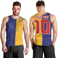 Custom Ukraine National Football Men Tank Top The Blue and Yellow with Map Half Style - Wonder Print Shop