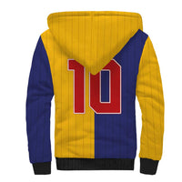 Custom Ukraine National Football Sherpa Hoodie The Blue and Yellow with Map Half Style - Wonder Print Shop