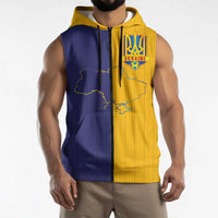 Custom Ukraine National Football Sleeveless Zip Hoodie The Blue and Yellow with Map Half Style - Wonder Print Shop
