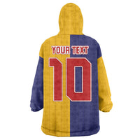 Custom Ukraine National Football Wearable Blanket Hoodie The Blue and Yellow with Map Half Style - Wonder Print Shop