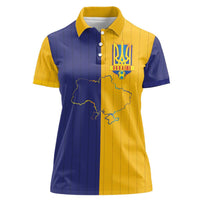 Custom Ukraine National Football Women Polo Shirt The Blue and Yellow with Map Half Style - Wonder Print Shop