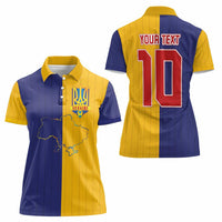 Custom Ukraine National Football Women Polo Shirt The Blue and Yellow with Map Half Style - Wonder Print Shop