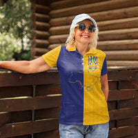 Custom Ukraine National Football Women Polo Shirt The Blue and Yellow with Map Half Style - Wonder Print Shop