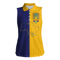 Custom Ukraine National Football Women Sleeveless Polo Shirt The Blue and Yellow with Map Half Style - Wonder Print Shop