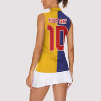 Custom Ukraine National Football Women Sleeveless Polo Shirt The Blue and Yellow with Map Half Style - Wonder Print Shop