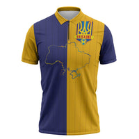 Custom Ukraine National Football Zipper Polo Shirt The Blue and Yellow with Map Half Style - Wonder Print Shop