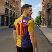 Custom Ukraine National Football Zipper Polo Shirt The Blue and Yellow with Map Half Style - Wonder Print Shop