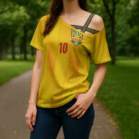 Custom Ukraine National Football Cross Shoulder Shirt Vyshyvanka Inspired Geometry - Wonder Print Shop
