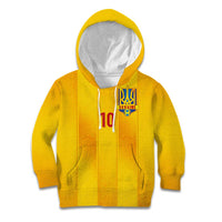 Custom Ukraine National Football Kid Hoodie Vyshyvanka Inspired Geometry - Wonder Print Shop